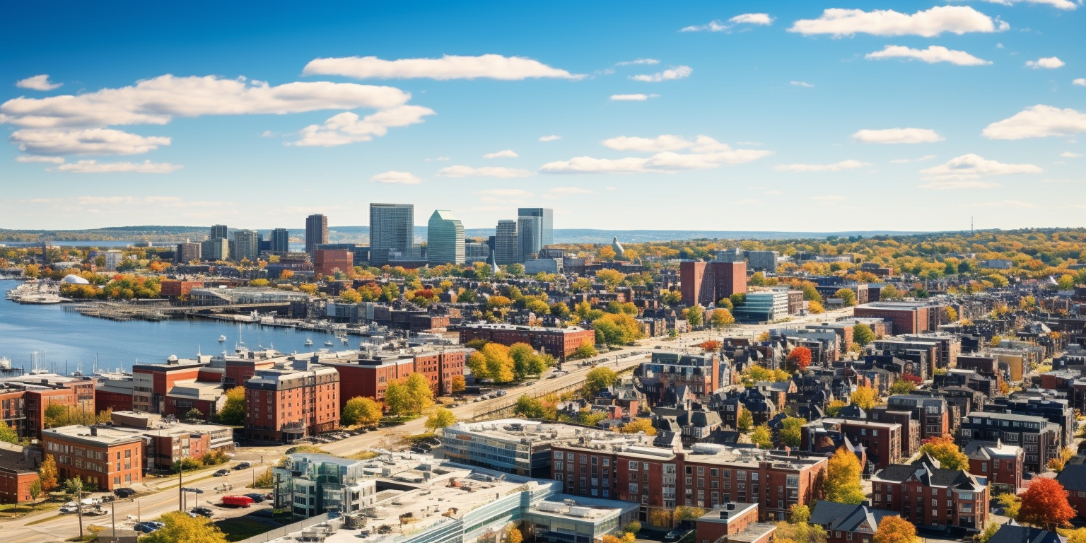 aerial image of a city in hartford county