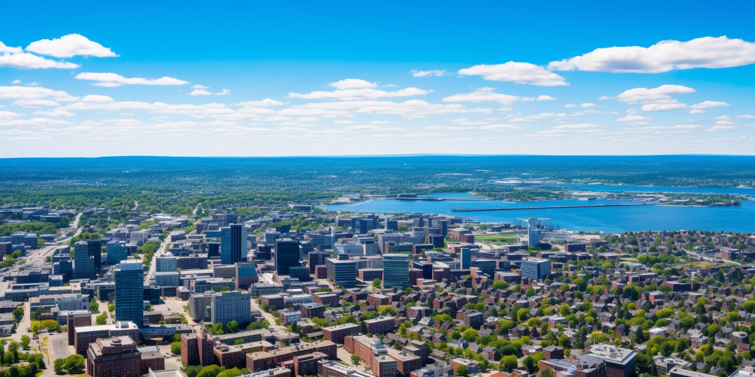 aerial image of a city in middlesex county