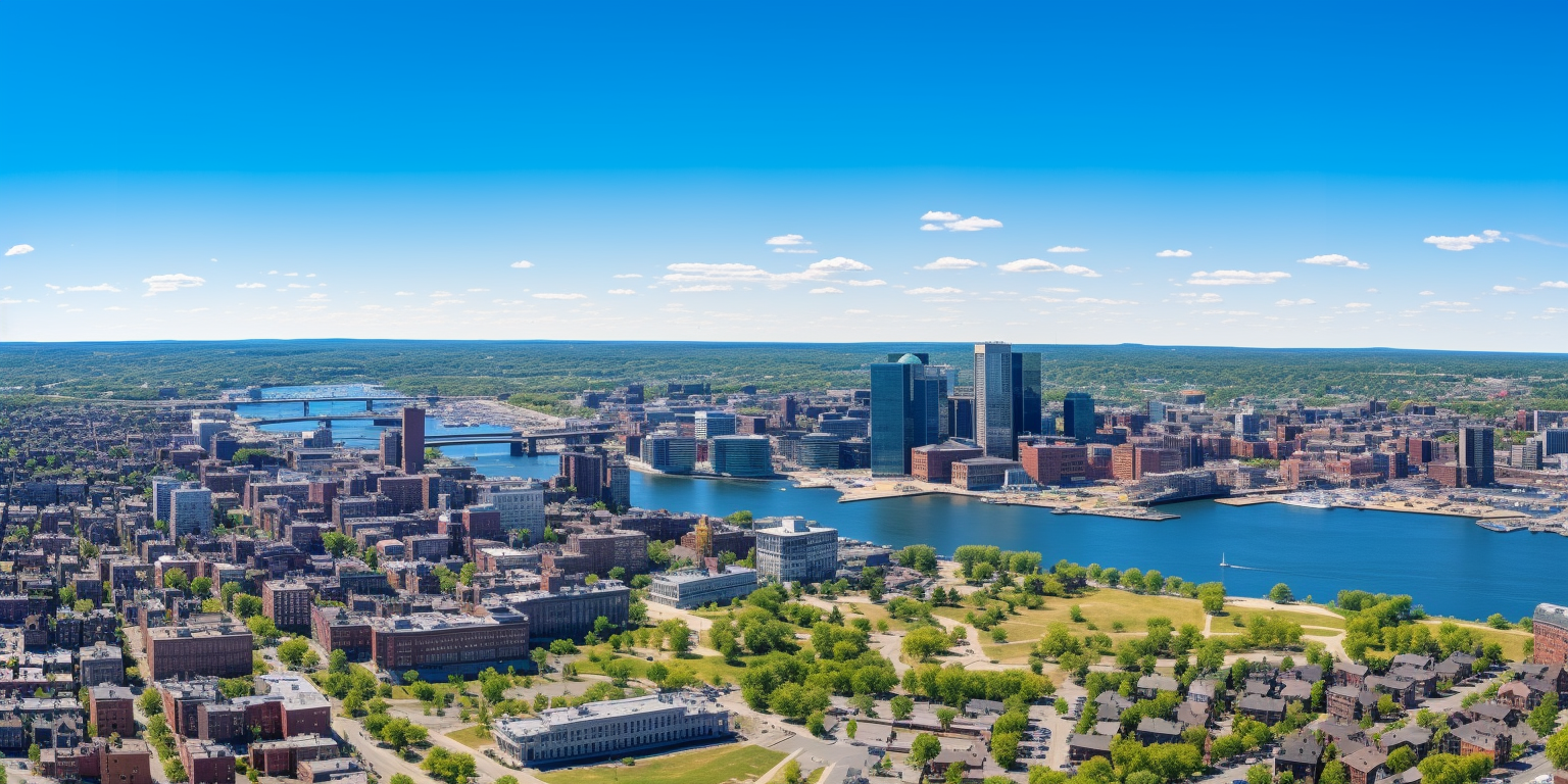 aerial image of a city in new london county